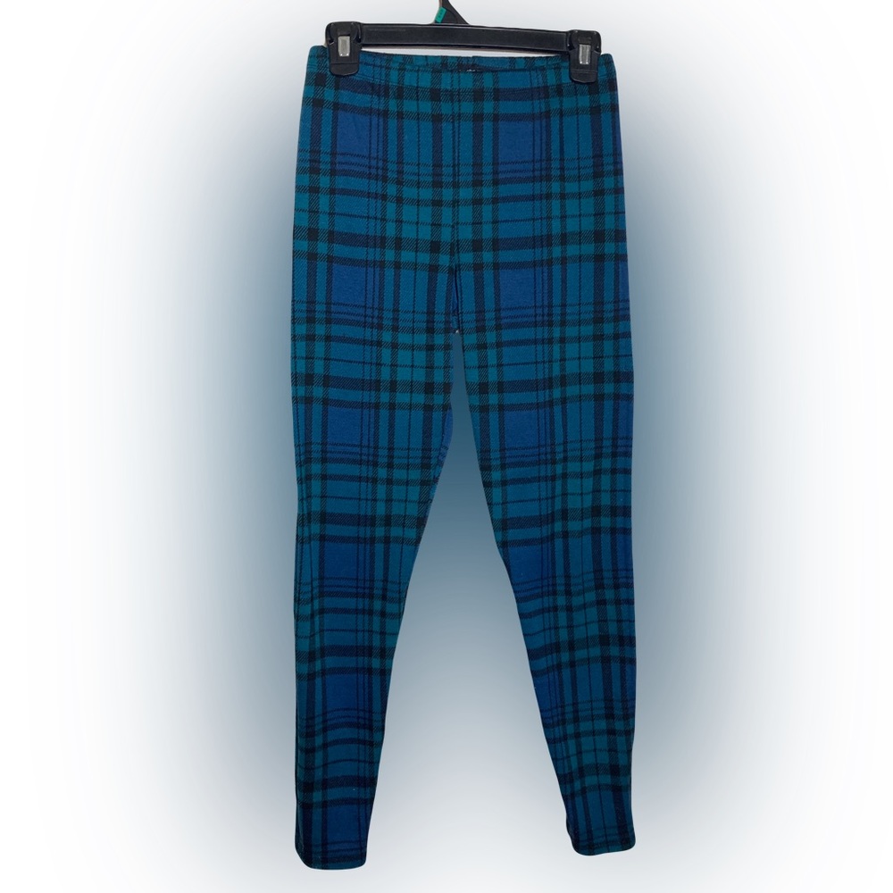 Vintage Cha Cha Vente Medium Plaid Blue and Green Leggings